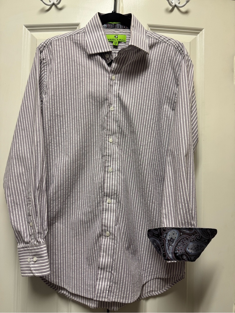 Bristol & Bull Striped Button-down Shirt with Paisley Accents